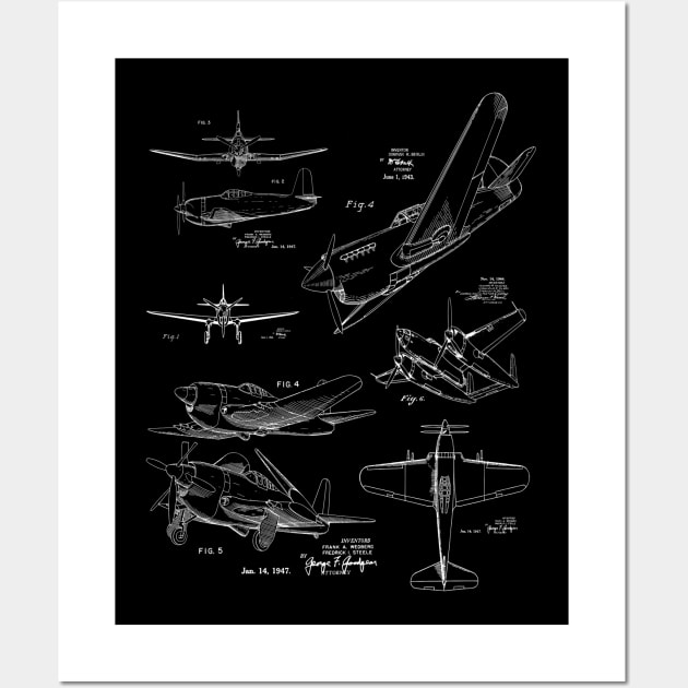 Aircraft Design 1940s Patent Image Wall Art by MadebyDesign